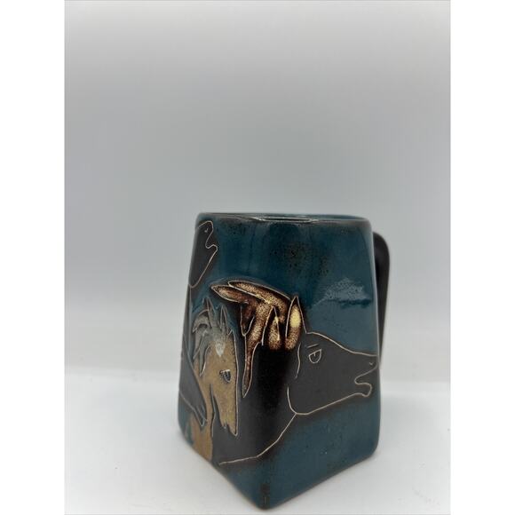 Mara Mexico Ceramic Pottery Wild Horses Green Coffee Mug Cup 12 oz - Picture 9 of 11
